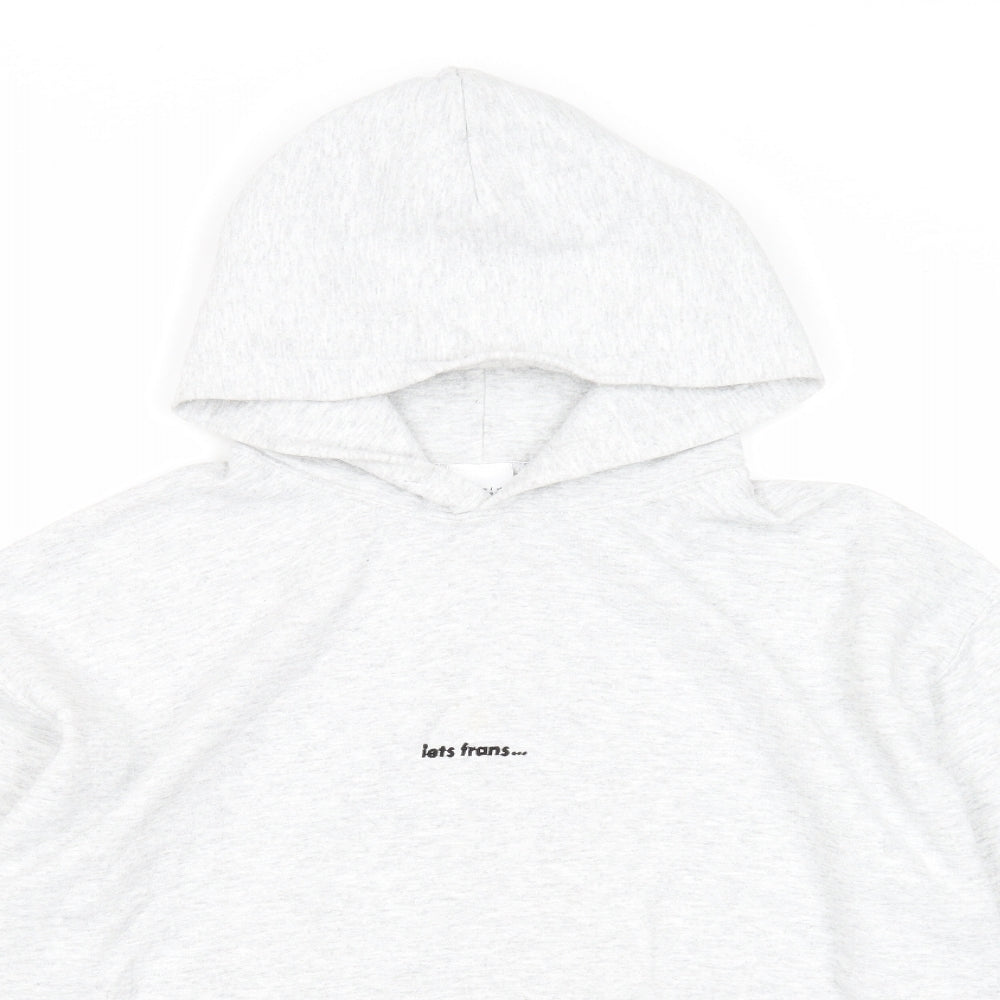 iets frans Mens Grey Cotton Pullover Hoodie Size S