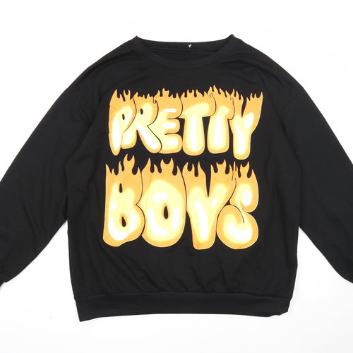 SheIn Mens Black Cotton Pullover Sweatshirt Size XL - Pretty Boys