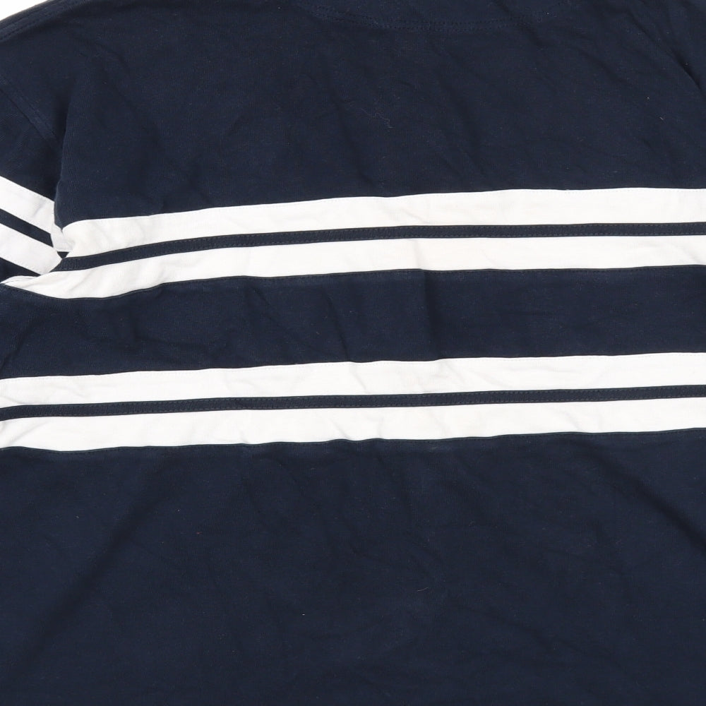 Cotton Traders Mens Blue Cotton Polo Size L Collared Button - Six Nations Rugby