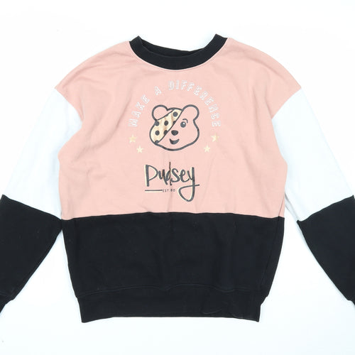 George Womens Multicoloured Colourblock Cotton Pullover Sweatshirt Size S Pullover - Pudsey