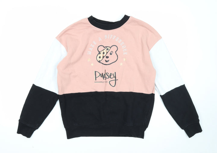 George Womens Multicoloured Colourblock Cotton Pullover Sweatshirt Size S Pullover - Pudsey