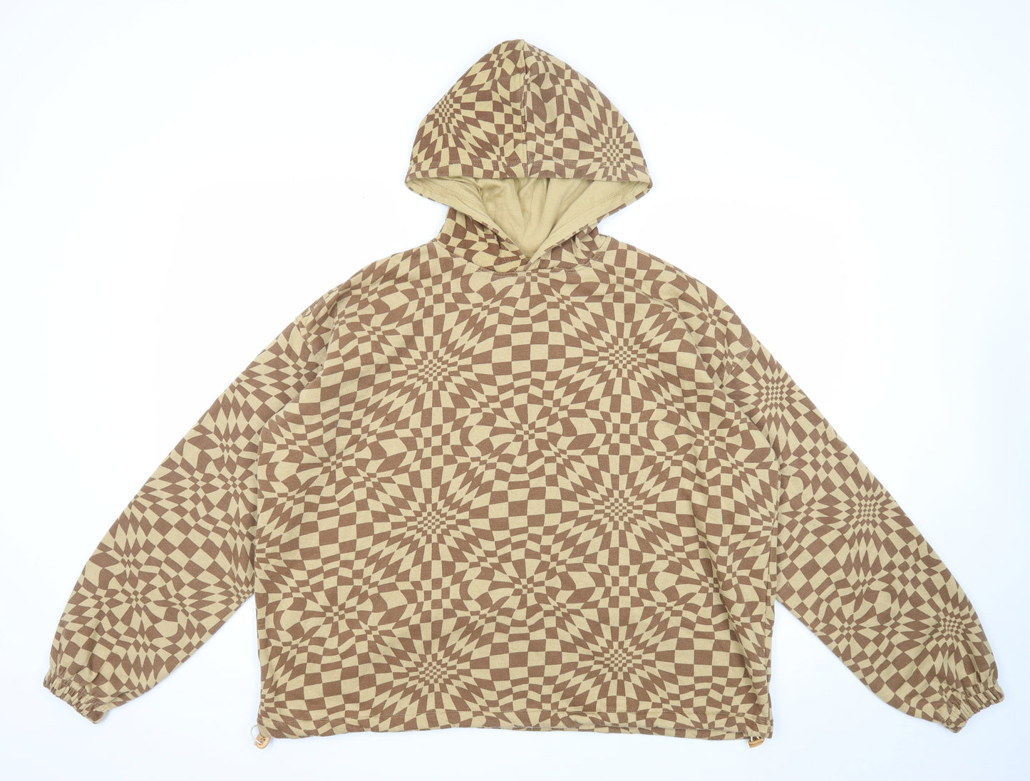Daisy Street Womens Beige Geometric Cotton Pullover Hoodie Size 6 Pullover