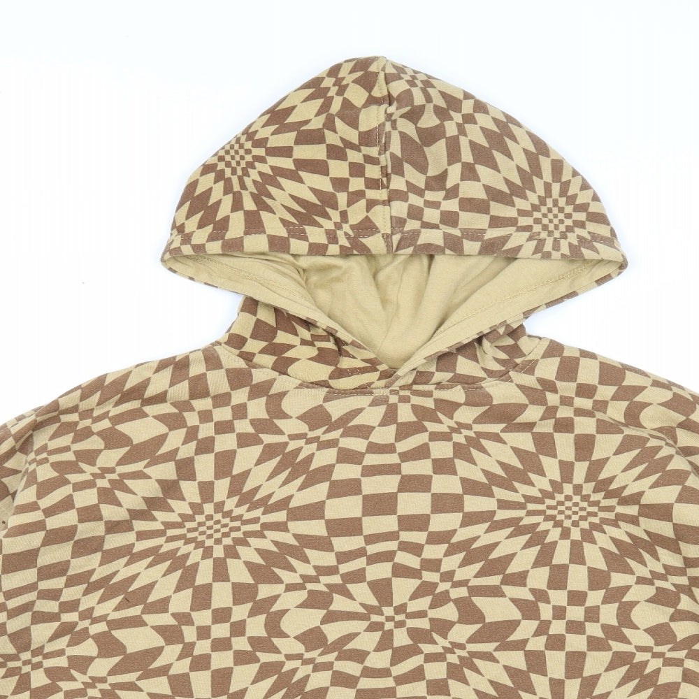 Daisy Street Womens Beige Geometric Cotton Pullover Hoodie Size 6 Pullover