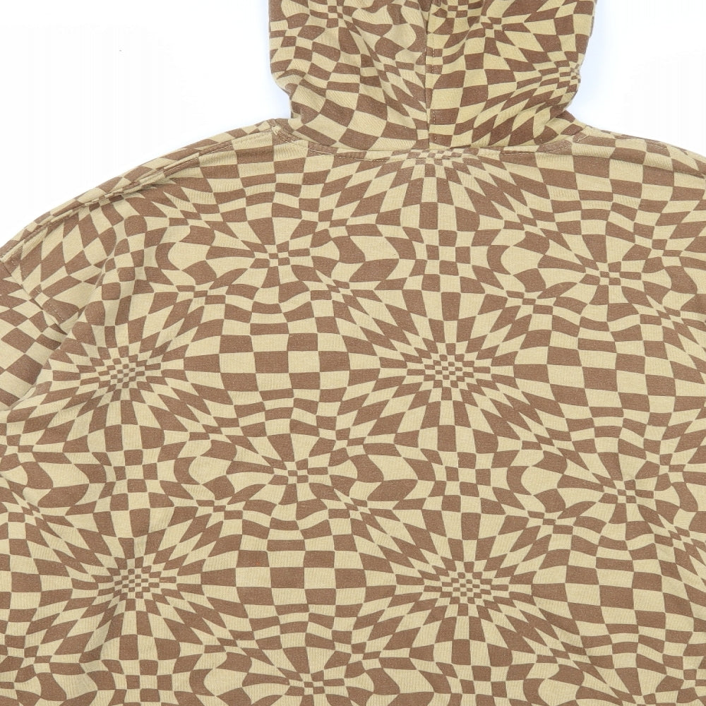 Daisy Street Womens Beige Geometric Cotton Pullover Hoodie Size 6 Pullover