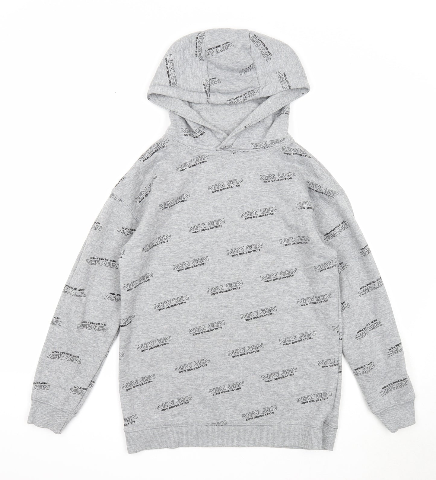 Primark Boys Grey Geometric Cotton Pullover Hoodie Size 12-13 Years Pullover - New Generation