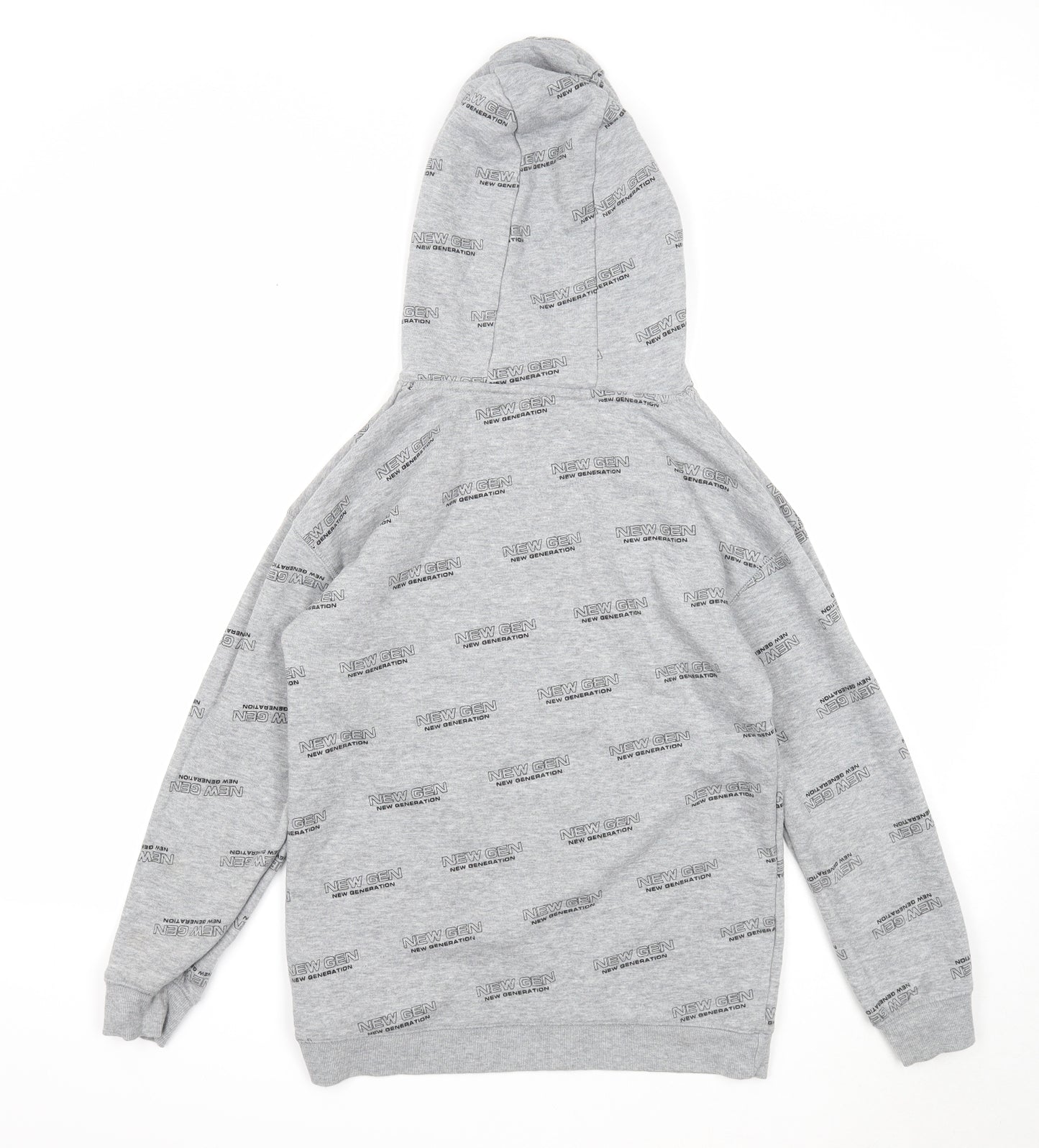 Primark Boys Grey Geometric Cotton Pullover Hoodie Size 12-13 Years Pullover - New Generation