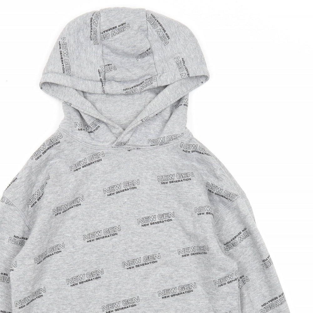 Primark Boys Grey Geometric Cotton Pullover Hoodie Size 12-13 Years Pullover - New Generation