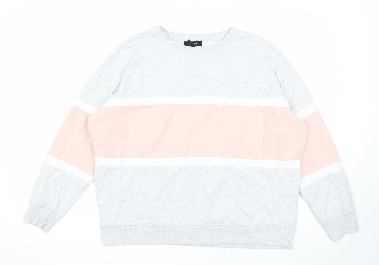 New Look Womens Grey Colourblock Cotton Pullover Sweatshirt Size M Pullover