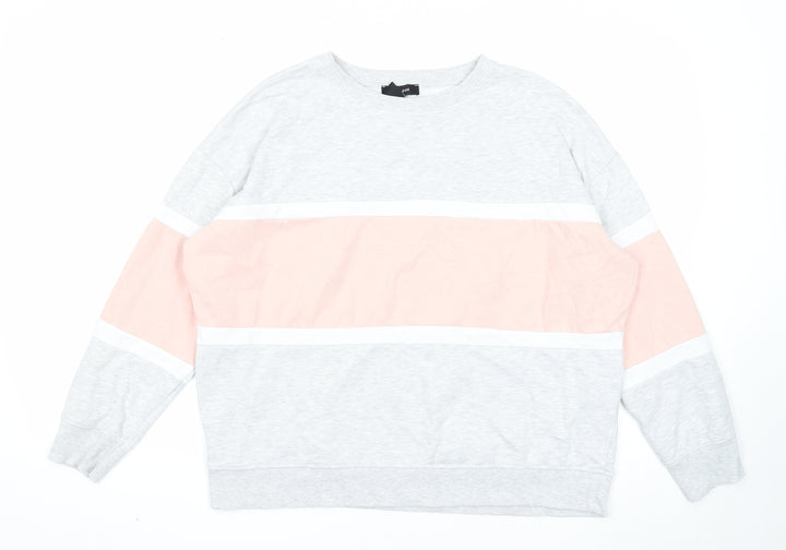 New Look Womens Grey Colourblock Cotton Pullover Sweatshirt Size M Pullover