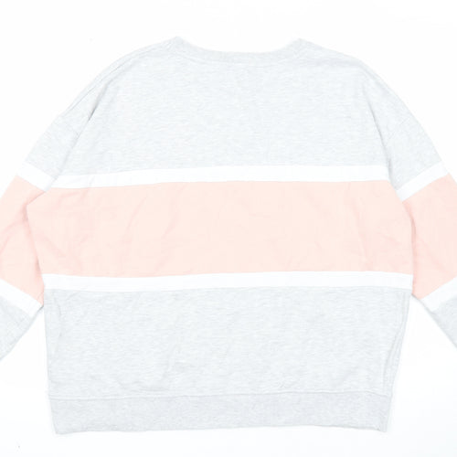 New Look Womens Grey Colourblock Cotton Pullover Sweatshirt Size M Pullover