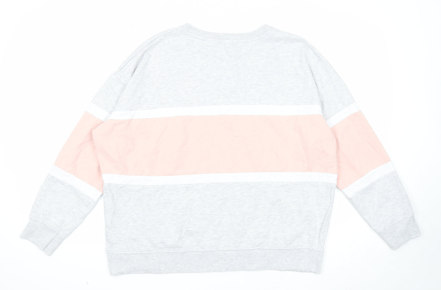 New Look Womens Grey Colourblock Cotton Pullover Sweatshirt Size M Pullover
