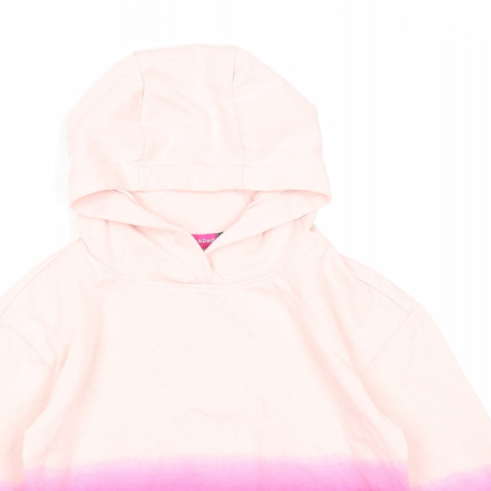 Lily&Dan Girls Pink Cotton Pullover Hoodie Size 9-10 Years Pullover