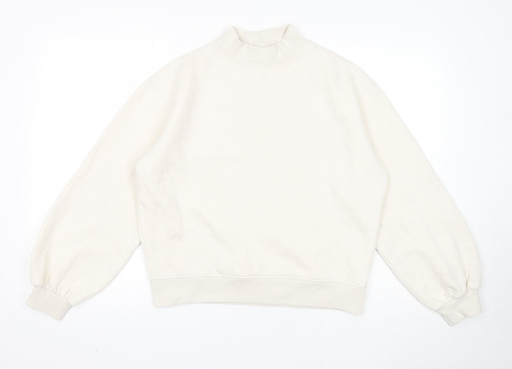 Oasis Womens White Cotton Pullover Sweatshirt Size L Pullover