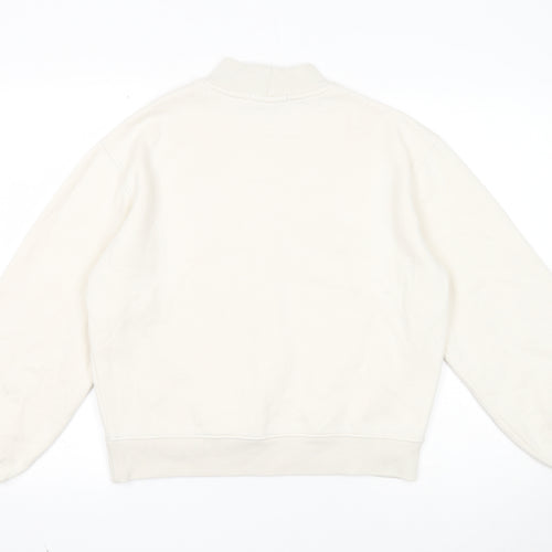 Oasis Womens White Cotton Pullover Sweatshirt Size L Pullover