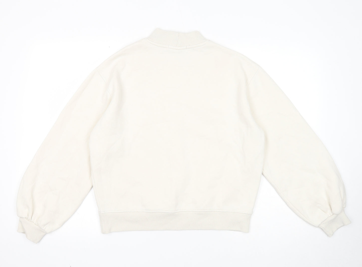 Oasis Womens White Cotton Pullover Sweatshirt Size L Pullover
