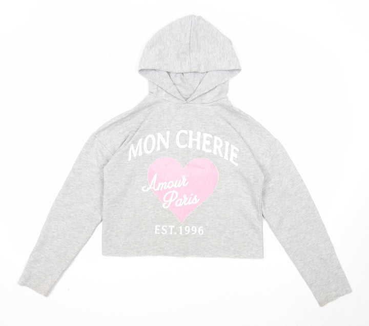 Candy Couture Girls Grey Cotton Pullover Hoodie Size 14 Years Pullover - Mon Cherie