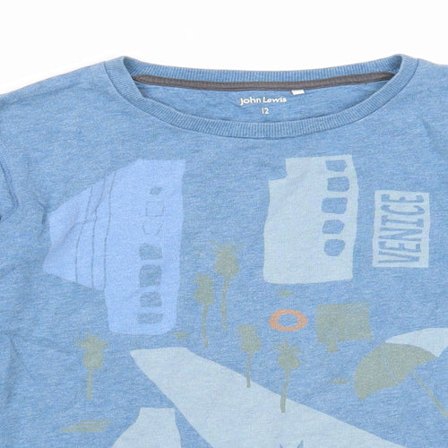 John Lewis Boys Blue Cotton Pullover Sweatshirt Size 12 Years Pullover - Venice