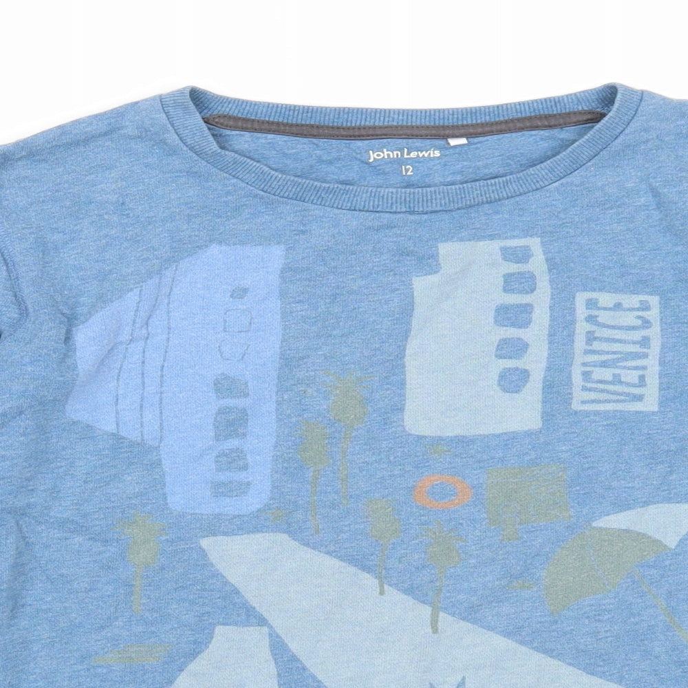 John Lewis Boys Blue Cotton Pullover Sweatshirt Size 12 Years Pullover - Venice
