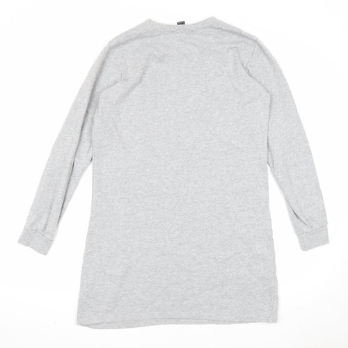 FOREVER 21 Womens Grey Cotton T-Shirt Dress Size S Round Neck Pullover - I Love You