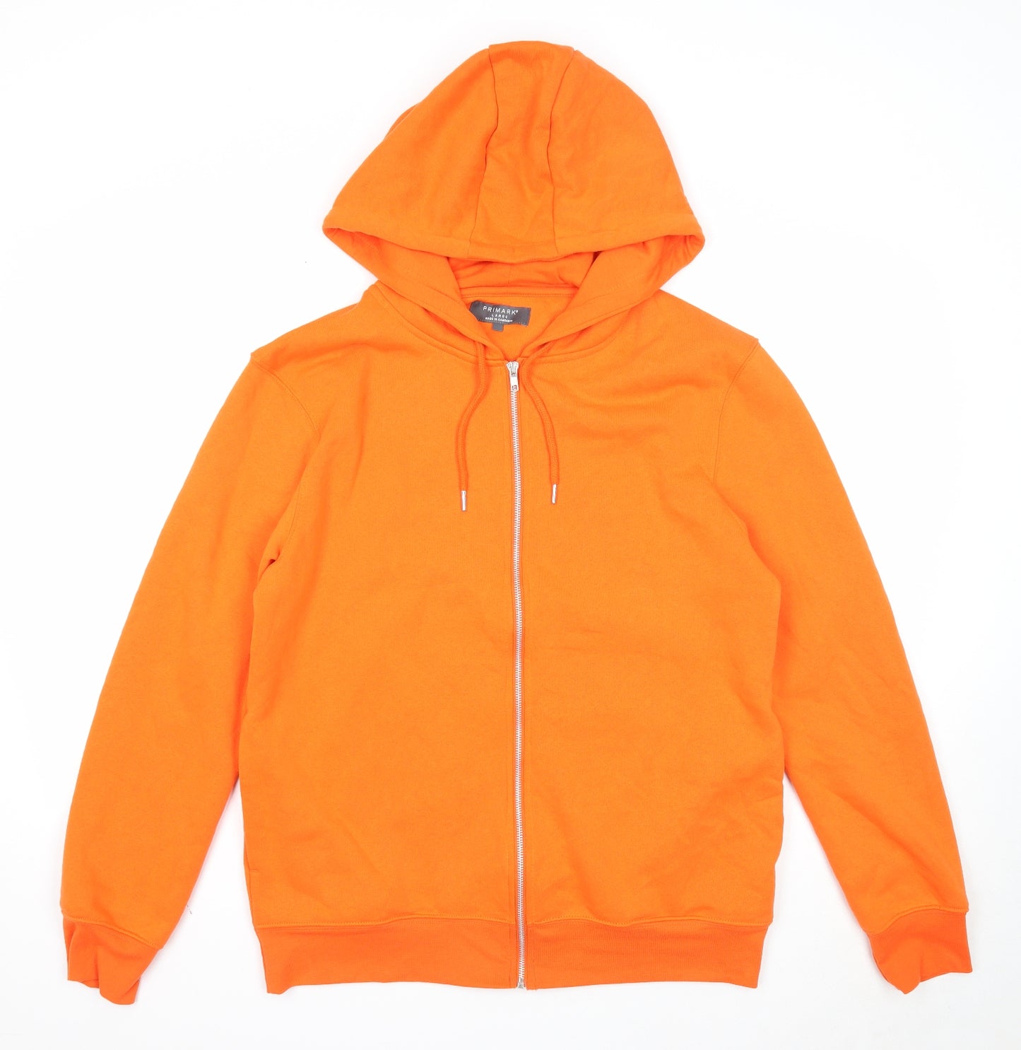 Primark Mens Orange Cotton Full Zip Hoodie Size L