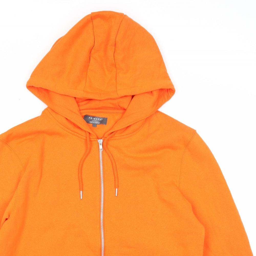 Primark Mens Orange Cotton Full Zip Hoodie Size L