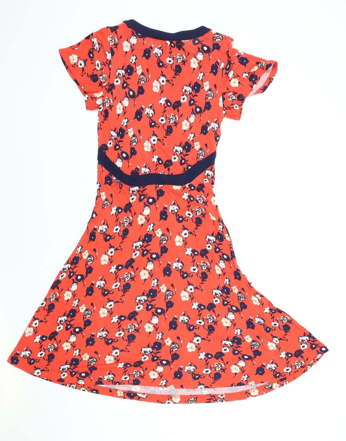 French Connection Womens Red Floral Viscose A-Line Size S Round Neck Pullover