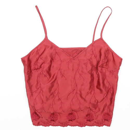 Marks and Spencer Womens Red Floral Polyester Camisole Tank Size 14 V-Neck