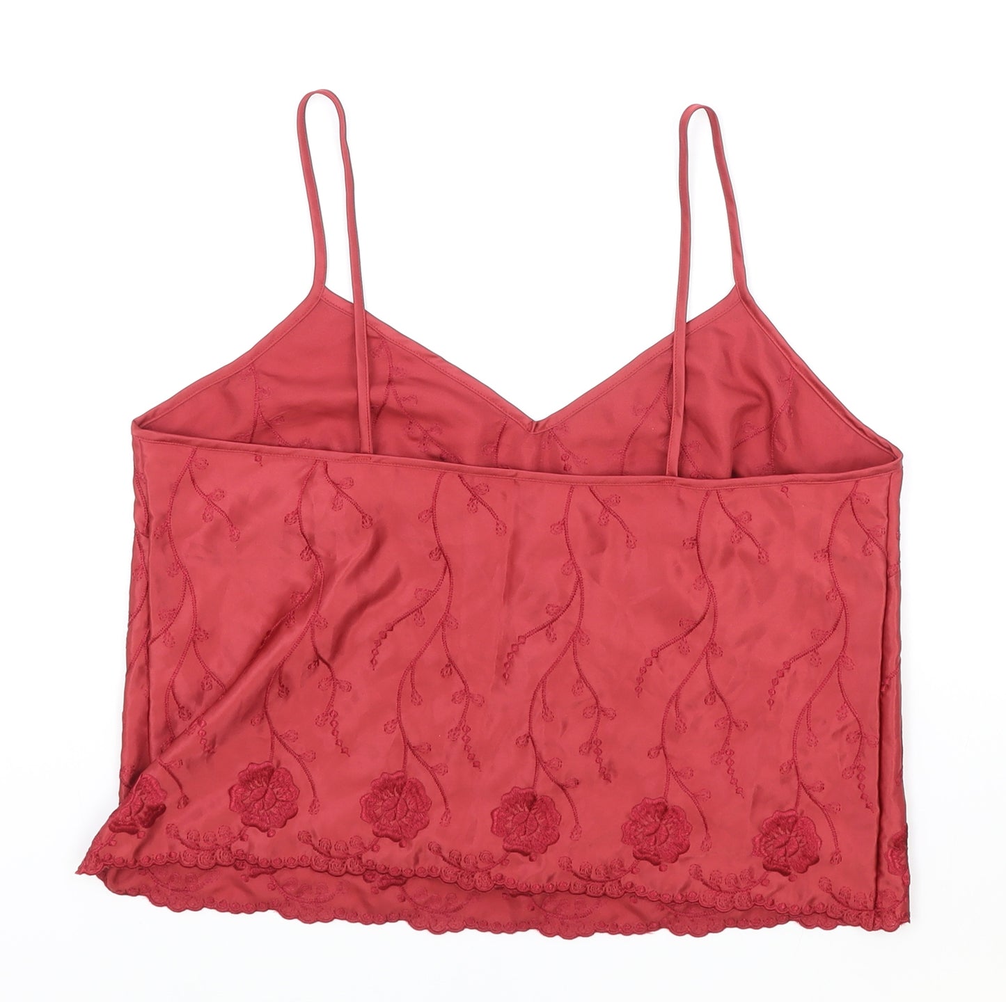 Marks and Spencer Womens Red Floral Polyester Camisole Tank Size 14 V-Neck