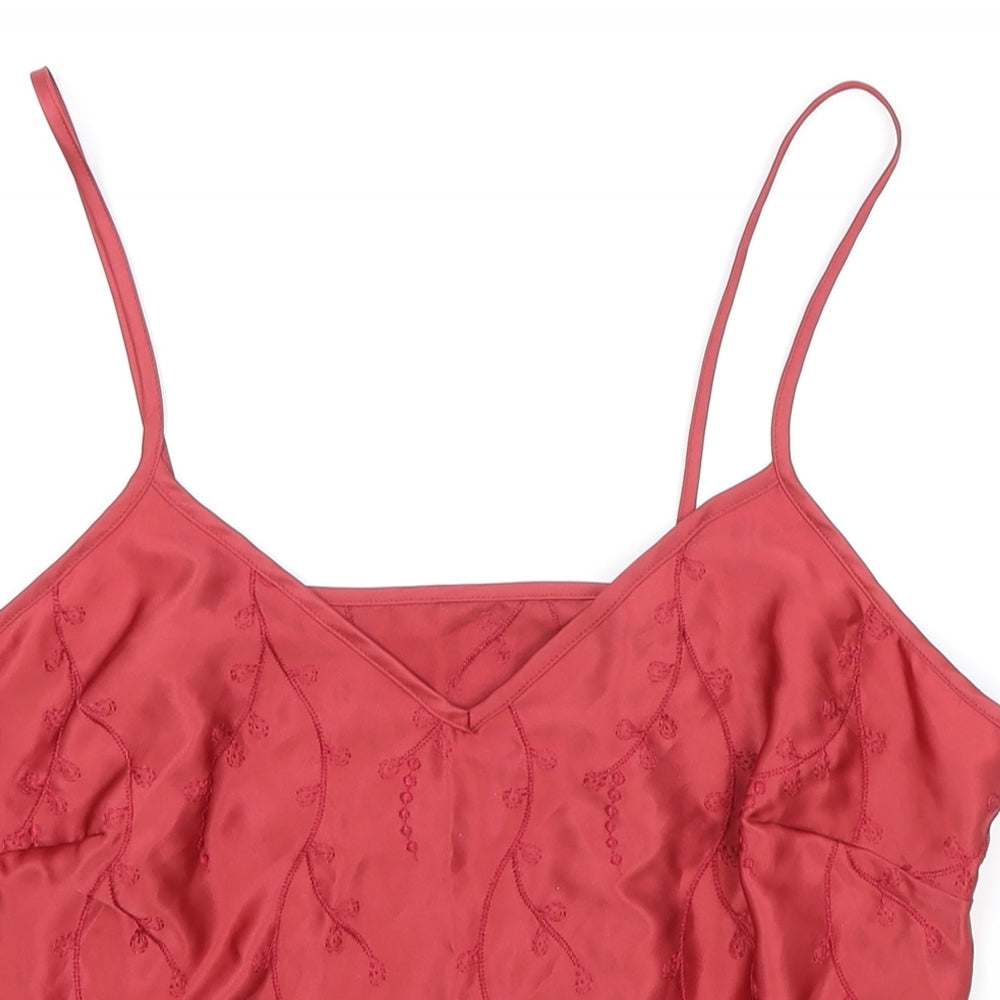 Marks and Spencer Womens Red Floral Polyester Camisole Tank Size 14 V-Neck