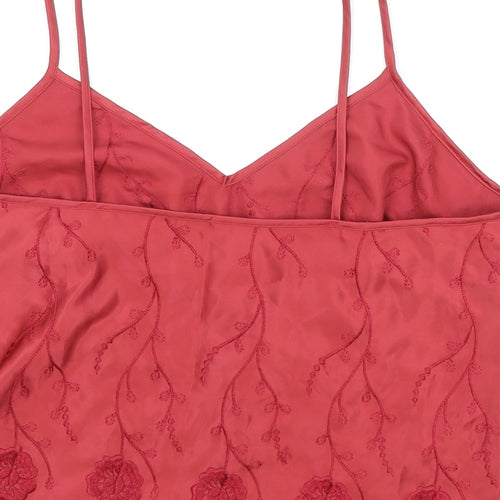 Marks and Spencer Womens Red Floral Polyester Camisole Tank Size 14 V-Neck