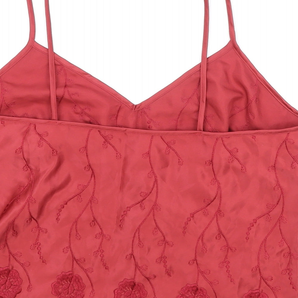 Marks and Spencer Womens Red Floral Polyester Camisole Tank Size 14 V-Neck