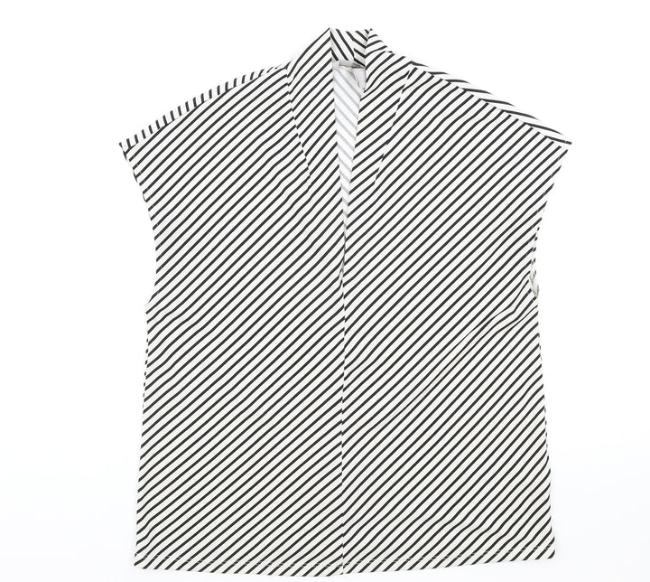 H&M Womens White Striped Polyester Kimono Blouse Size S V-Neck