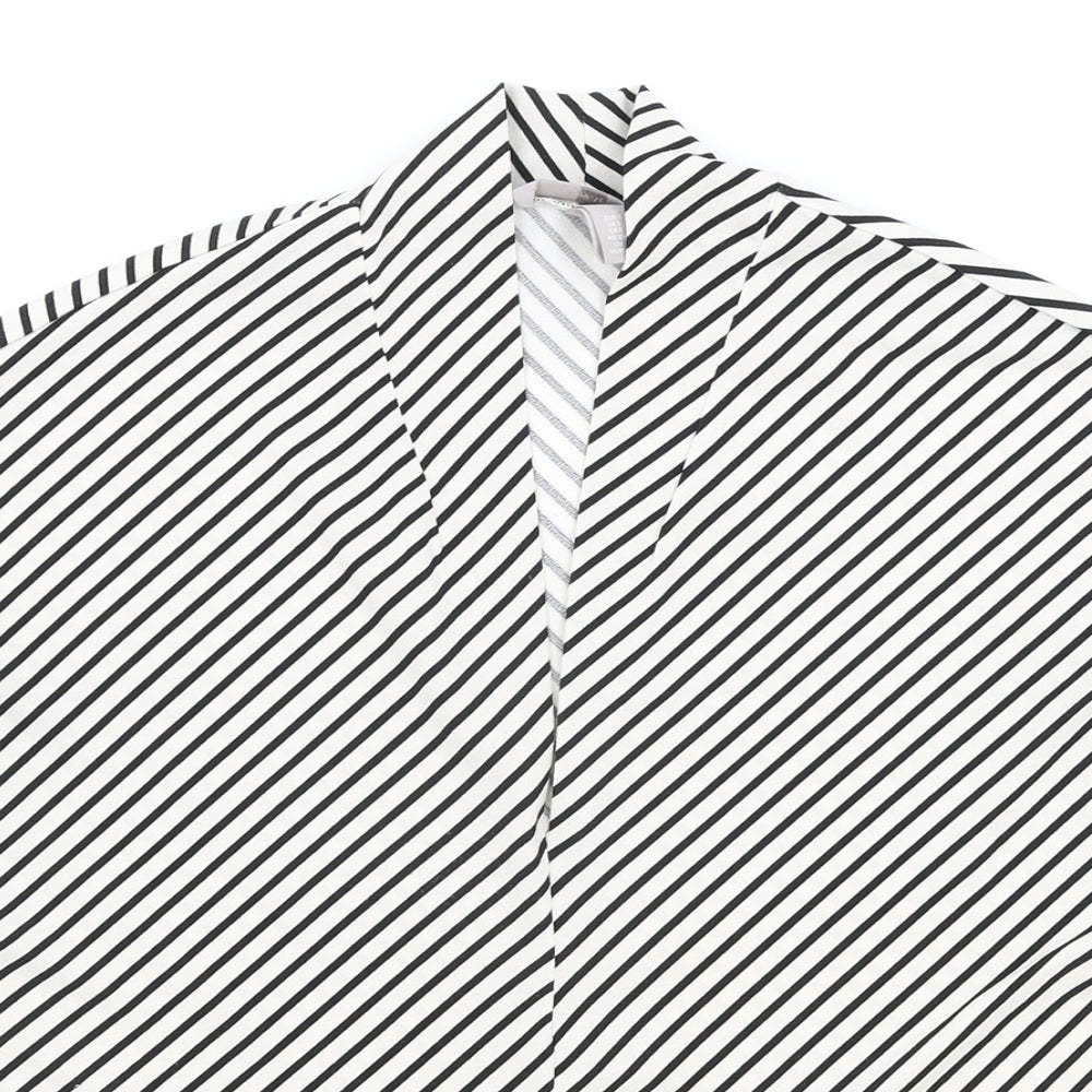 H&M Womens White Striped Polyester Kimono Blouse Size S V-Neck