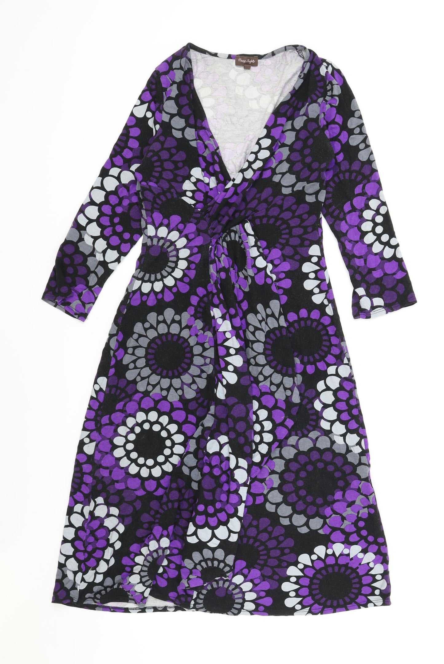 Phase Eight Womens Purple Geometric Polyester Fit & Flare Size 10 V-Neck Pullover