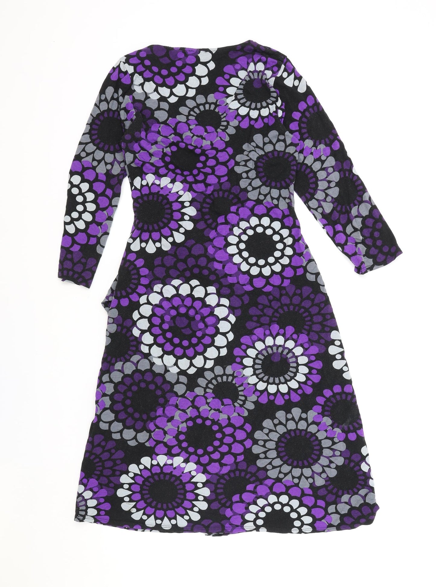 Phase Eight Womens Purple Geometric Polyester Fit & Flare Size 10 V-Neck Pullover