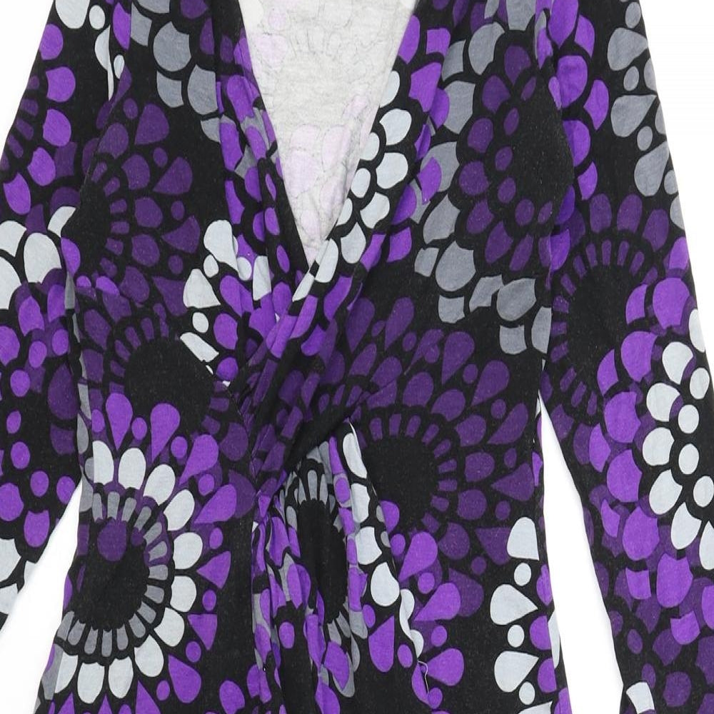 Phase Eight Womens Purple Geometric Polyester Fit & Flare Size 10 V-Neck Pullover