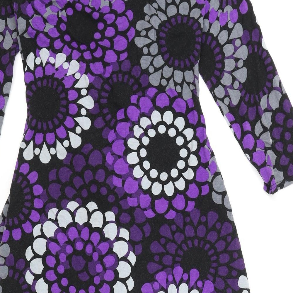 Phase Eight Womens Purple Geometric Polyester Fit & Flare Size 10 V-Neck Pullover