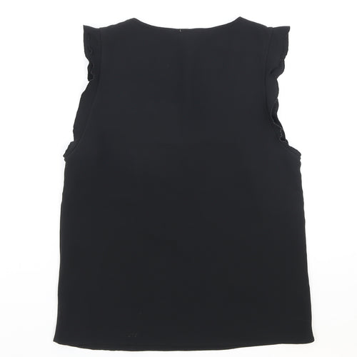 H&M Womens Black Polyester Basic Tank Size 6 V-Neck