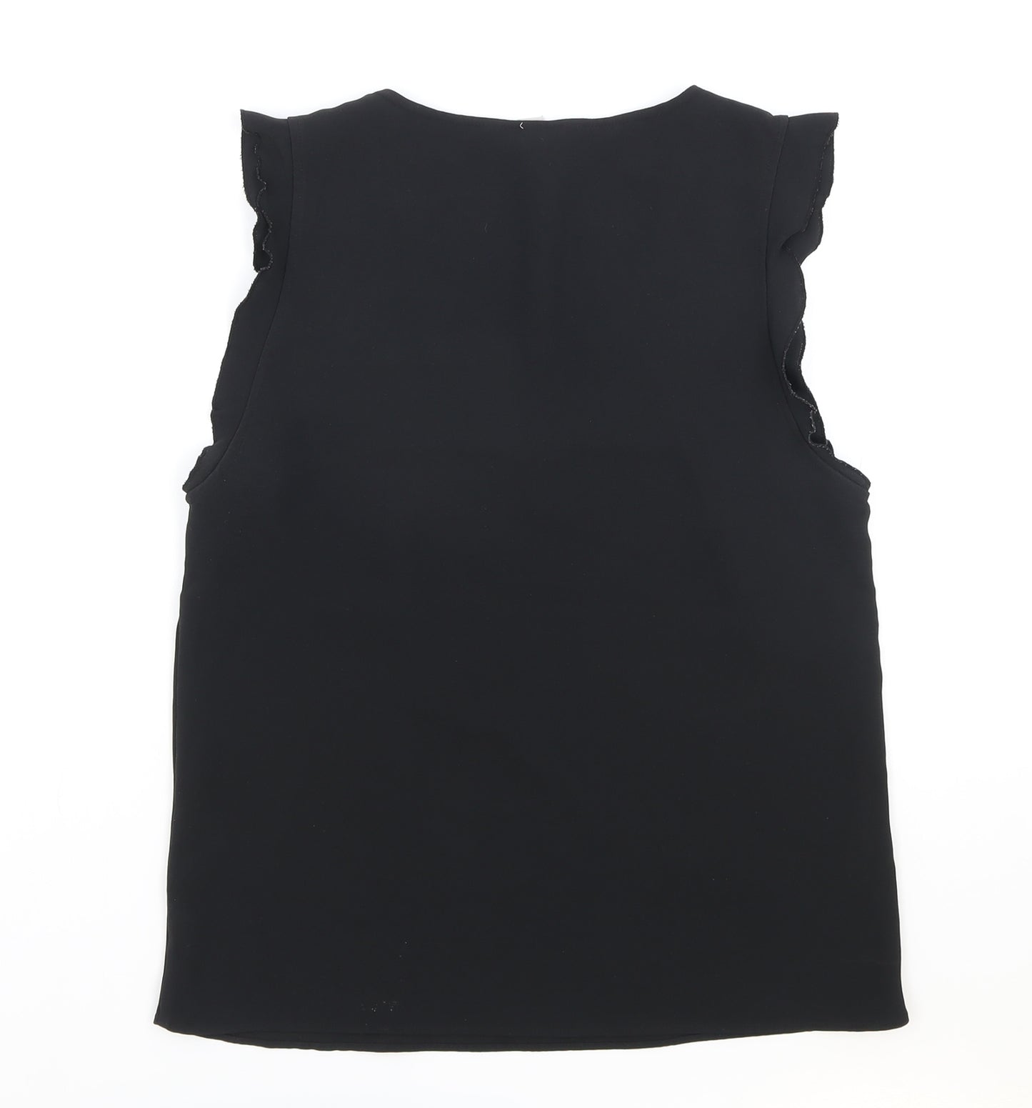 H&M Womens Black Polyester Basic Tank Size 6 V-Neck