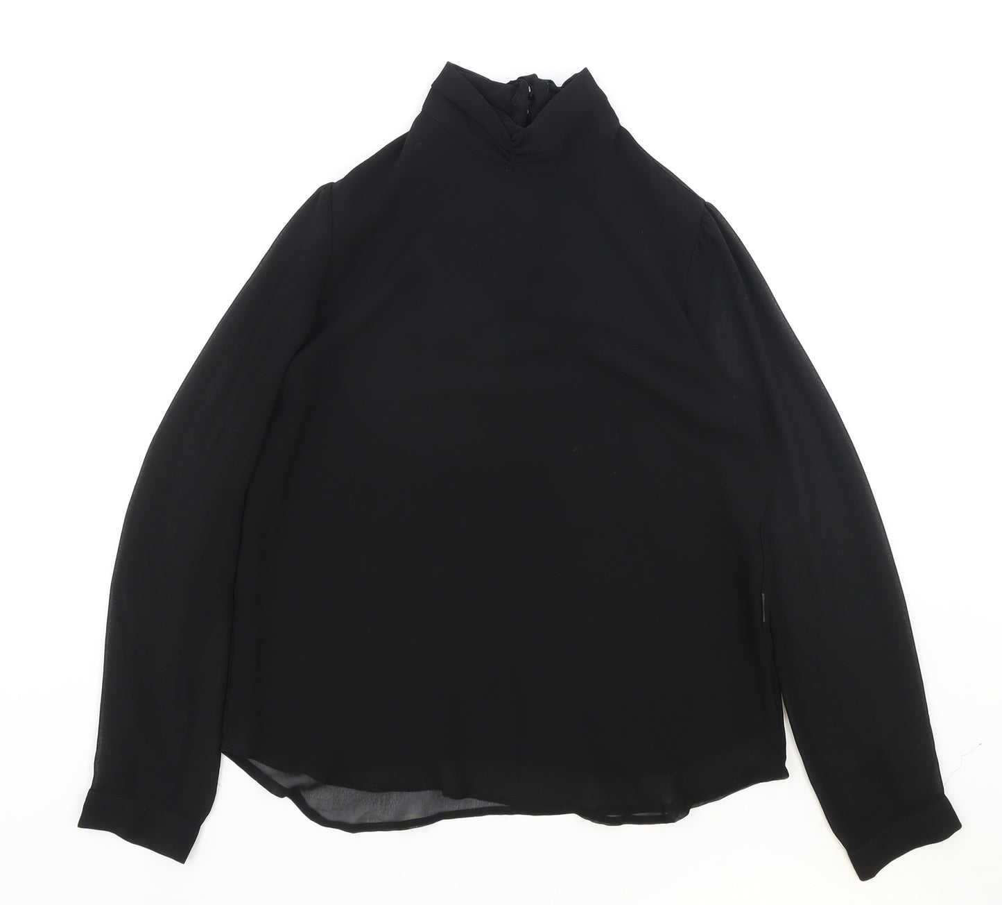 FOREVER 21 Womens Black Viscose Basic Blouse Size S Mock Neck