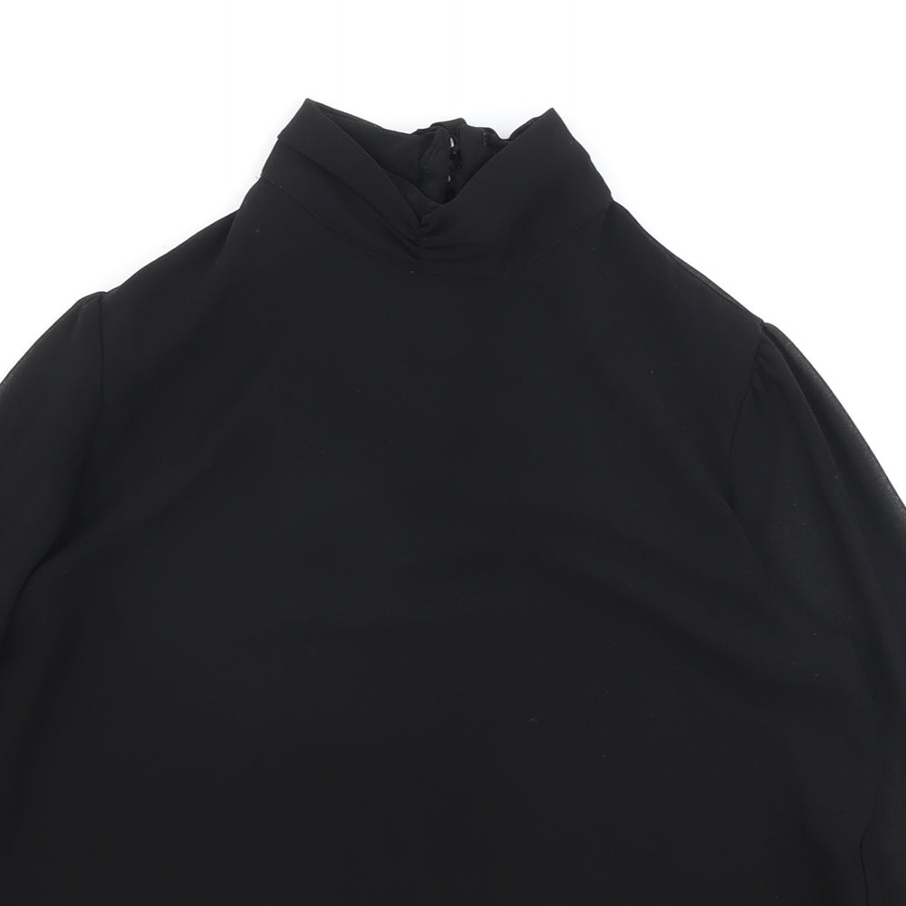 FOREVER 21 Womens Black Viscose Basic Blouse Size S Mock Neck
