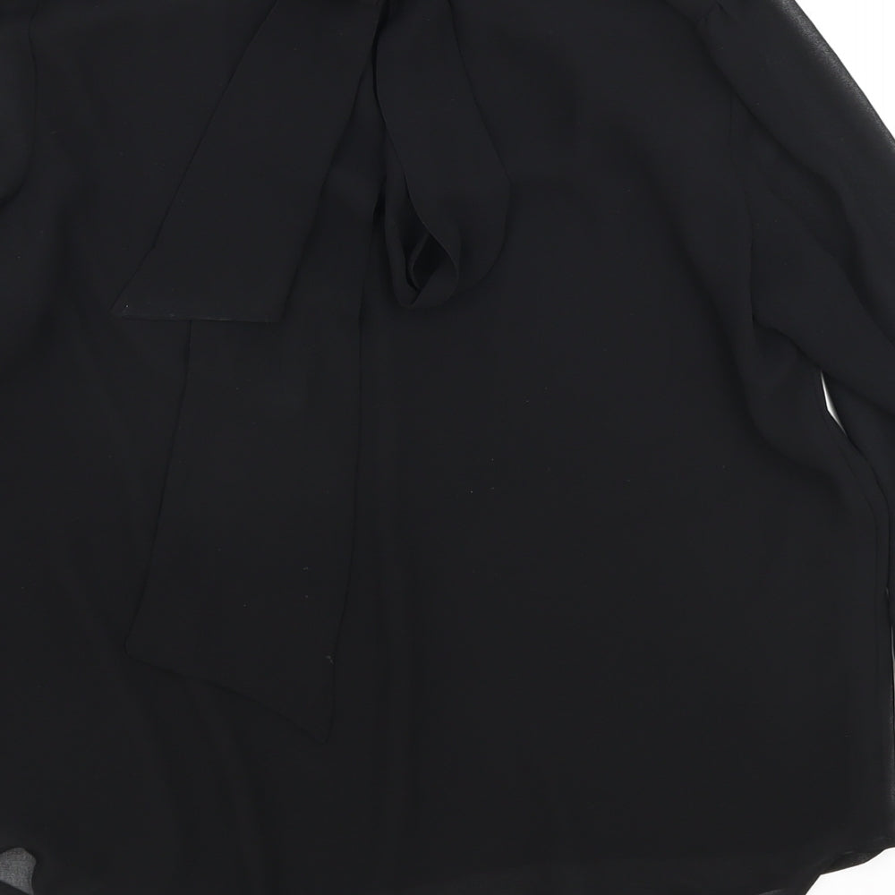 FOREVER 21 Womens Black Viscose Basic Blouse Size S Mock Neck