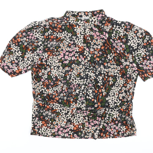 Preworn Womens Multicoloured Floral Viscose Basic Blouse Size 6 Round Neck