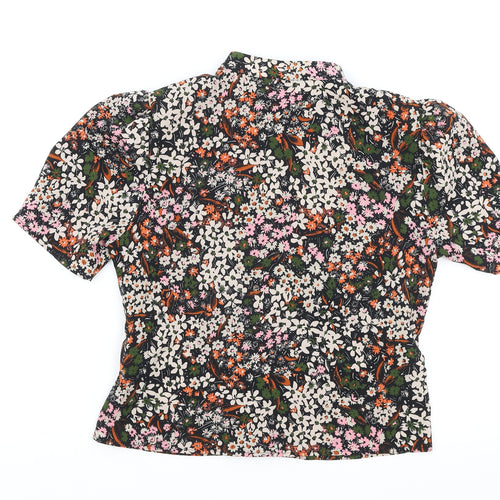 Preworn Womens Multicoloured Floral Viscose Basic Blouse Size 6 Round Neck