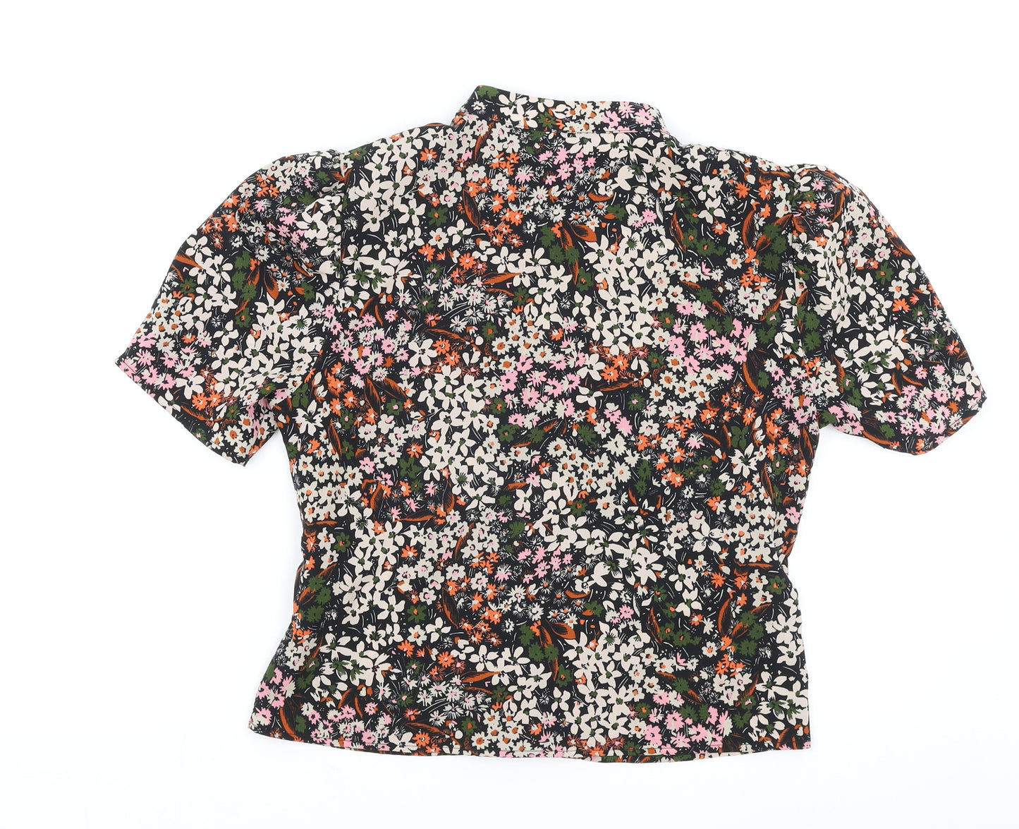 Preworn Womens Multicoloured Floral Viscose Basic Blouse Size 6 Round Neck