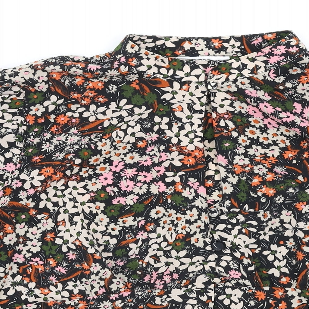 Preworn Womens Multicoloured Floral Viscose Basic Blouse Size 6 Round Neck