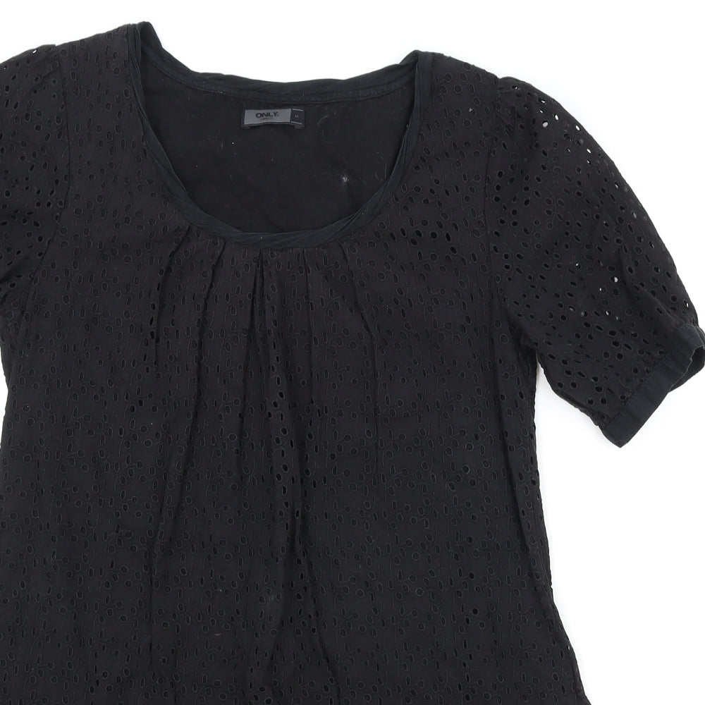 Only Womens Black Cotton T-Shirt Dress Size M Round Neck Pullover