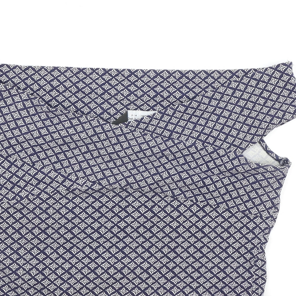 Dorothy Perkins Womens Blue Geometric Polyester Basic Blouse Size 8 Off the Shoulder