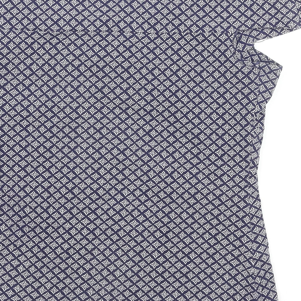 Dorothy Perkins Womens Blue Geometric Polyester Basic Blouse Size 8 Off the Shoulder