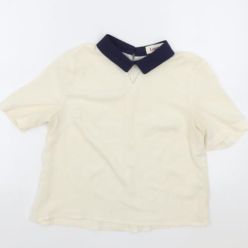 Louche Womens Ivory Polyester Basic Blouse Size 10 Collared